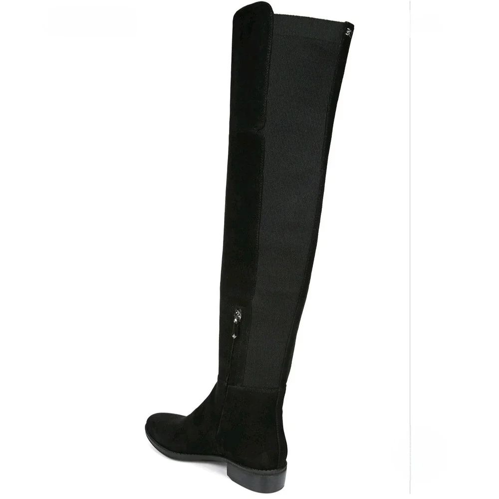 Sam Edelman Pam Black Suede Over The Knee Boots Low Block Heel Womens 9.5 M